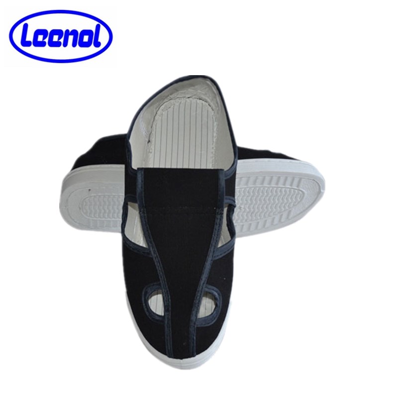 LN-1577105 Zapatos antiestáticos de PVC para sala limpia Zapatos de trabajo ESD transpirables de cuatro agujeros blancos