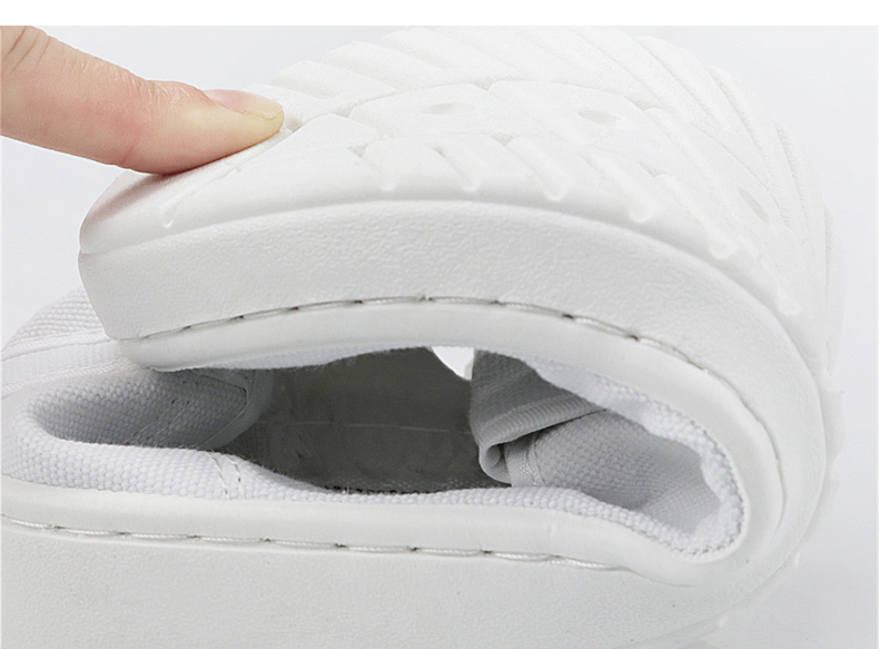 LN-1577103 Zapatos de trabajo antiestáticos Pu Zapatillas blancas antiestáticas de cuatro orificios sin polvo para sala limpia
